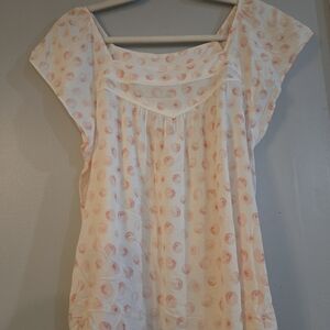 LOFT White Blouse with Pink Dots